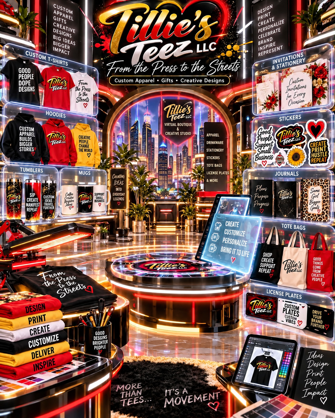 Tillie's Teez virtual boutique with apparel, stationery, stickers and gifts